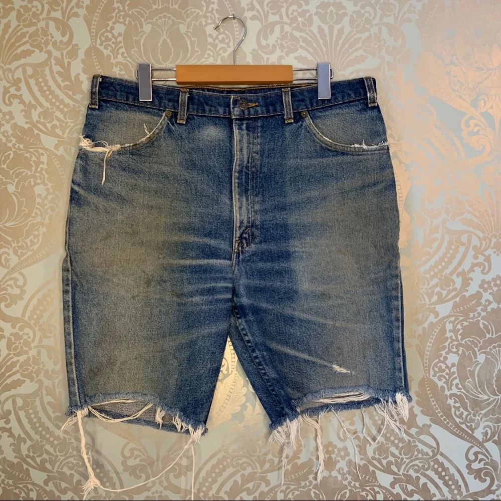 Levi's Faded Blue Distressed Denim Cutoff Shorts